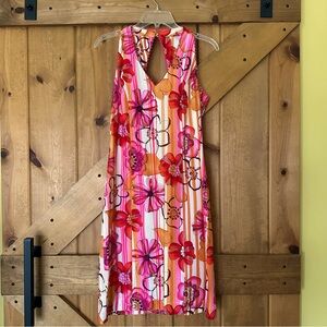 Floral Sleeveless Dress in Pink and Orange